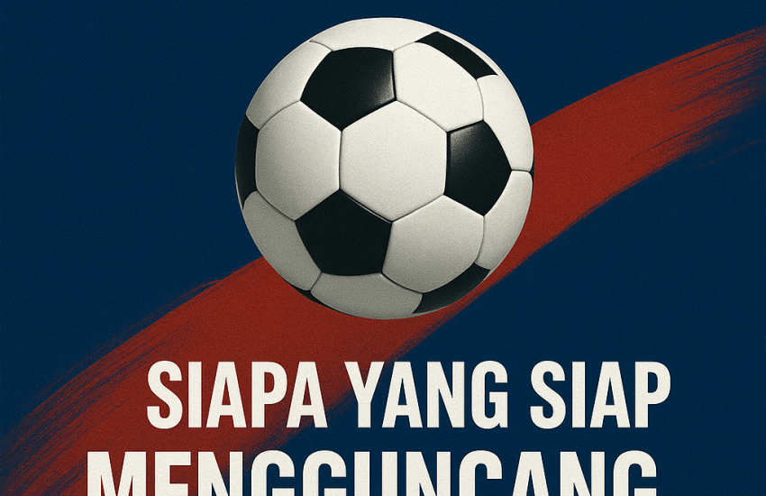 “Poster bertema World Cup 2026 dengan bola sepak di tengah dan tulisan ‘Countdown to World Cup 2026’ serta sapuan warna merah di latar biru.”